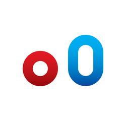 o0 logo initial blue and red 