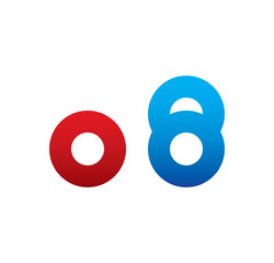 o8 logo initial blue and red 