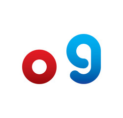 o9 logo initial blue and red 