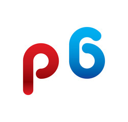 p6 logo initial blue and red 