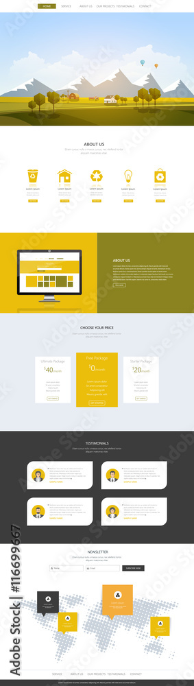 Canvas Prints creative one page website design template with countryside landscape vector illustration. simple bus