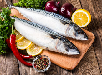 Mackarel at cutting table