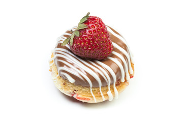 various donuts on white background