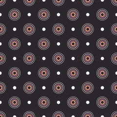 Naklejka premium Seamless vector decorative background with circles and polka dots. Print. Cloth design, wallpaper.