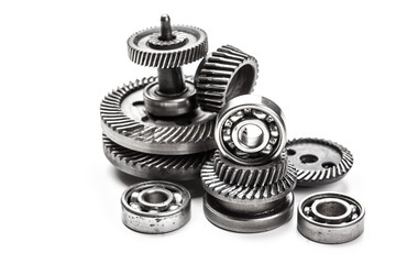 Gear metal wheels, isolated on white background