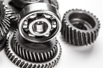 Gear metal wheels, isolated on white background