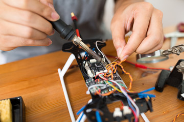 Welding on drone board