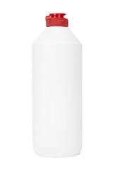 A blank plastic washing up liquid bottle isolated on a white background