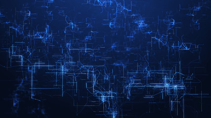 3d rendering abstract background with Techlines with glowing dots.
