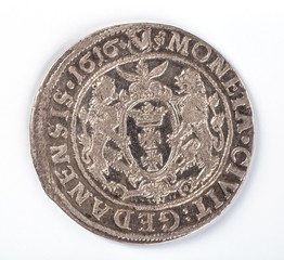 Antique silver Polish coin. King Sigismund III Vasa. Obverse. Is