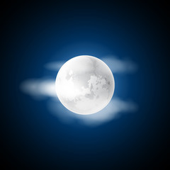 Moon in the clouds - vector illustration