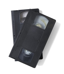 Obraz premium A stack of video tapes isolated on a white background