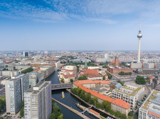 Fototapeta premium Berlin aerial city view. Alexanderplatz and town center