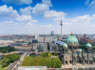 Obraz premium Berlin aerial city view. Alexanderplatz and town center