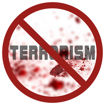 terrorism text on bloody background