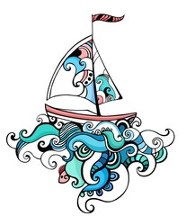 illustration with a sailboat