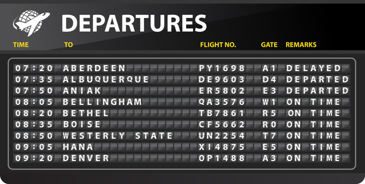 Airport mechanical time table departures