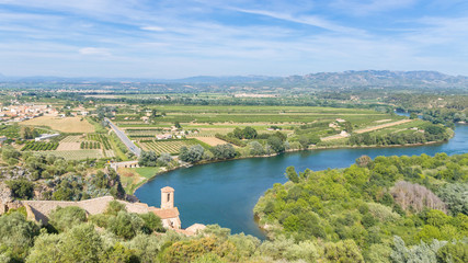 The view from the castle Miravet on the river Ebre and Catalonia
