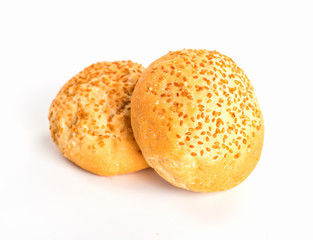 Composition with bread and rolls isolated on white