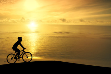 Obraz premium Empty Copy Space Sporty company friends on bicycles outdoors aga