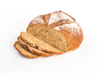 Large loaf of bread isolated on white