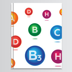 Medical brochure cover template with vitamins