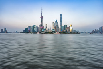 Obraz premium panoramic scene of the bund,shanghai china.