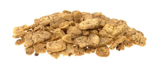 Broken animal cookies on a white background