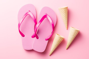 Flip flops and wafer cones.