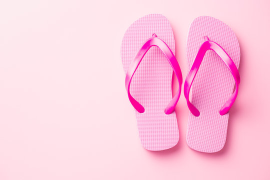 Pink flip flops.