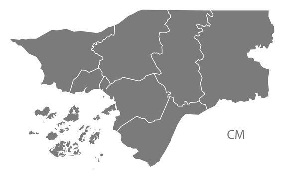 Guinea-Bissau regions Map grey