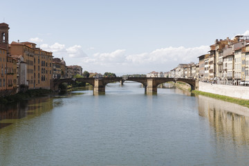 Down the Arno River to St Trinity Bridge, Florence.