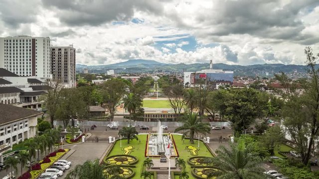 Aerial view the alley of the goverment Bandung city. 4K Timelapse - Bandung, West Java, Indonesia, June 2016.