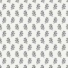 Hand drawn autumn seamless pattern made of berries. Wrapping paper. Abstract vector background. Floral illustration. Graphic style. Fall print. Doodle art elements. For printing onto fabric, paper.