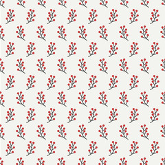 Hand drawn autumn seamless pattern made of berries. Wrapping paper. Abstract vector background. Floral illustration. Graphic style. Fall print. Doodle art elements. For printing onto fabric, paper.