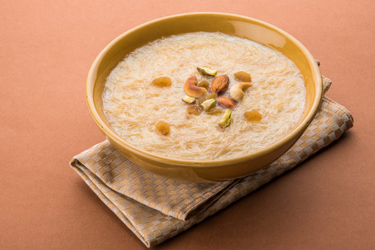 sweet Kheer or khir payasa, gil-e-firdaus, fereni also known as Sheer Khurma Seviyan, popular sweet dish