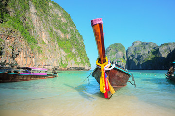 Long tailed boat. Thailand Phi-Phi island
