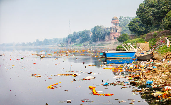 Bank of Yamuna river near Taj Mahal. India, Agra