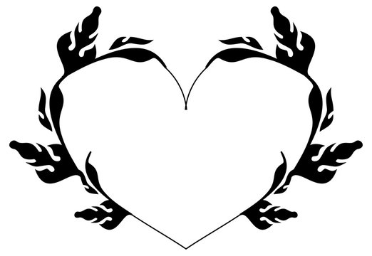 Heart-shaped silhouette frames. Vector clip art.