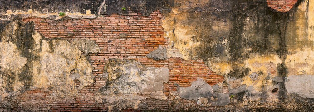 Old, Crumbling, Brick Wall in Georgetown, Penang, Malaysia