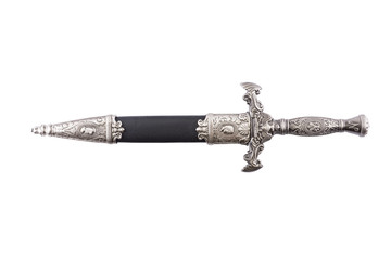 Roman military dagger on white background