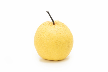 Yellow pear on white background