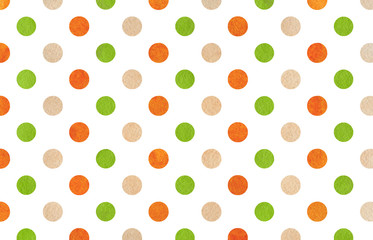 Watercolor green, orange and beige polka dot background. - 116713286