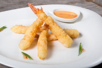 Fried tempura shrimps