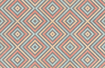 Geometrical pattern in gray, pink, beige and blue colors.