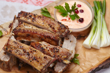 grilled ribs with sauce