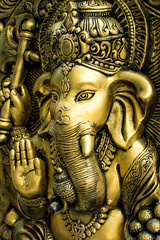 Fototapeta na wymiar Golden Hindu God Ganesh