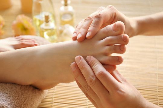 Female feet treatment. Spa concept