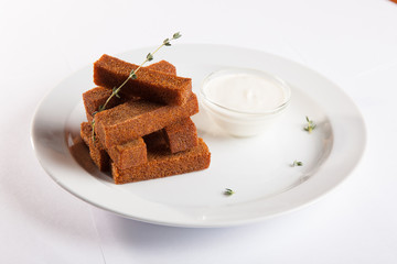 beer snack toast with gravy