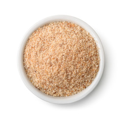 Top view of bowl full of breadcrumbs